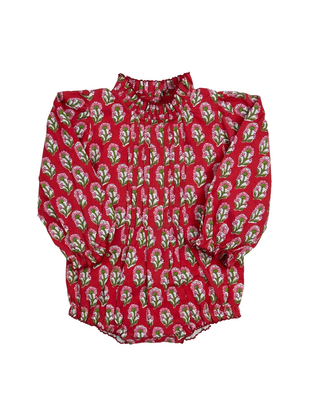 Smockingbird Size 24 Months Crimson Petal Block Print Bubble